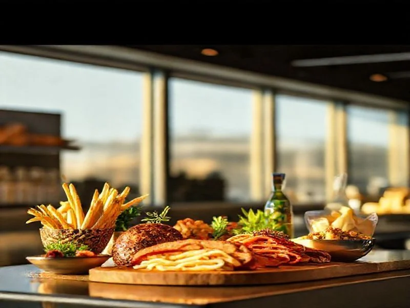 A sophisticated and grand event setup featuring a lavish buffet or food station with artfully arranged gourmet appetizers and miniature desserts. The scene includes elegant decor, soft lighting, and perhaps a glimpse of formally dressed servers, conveying high-end event catering. This image visually represents the brand's capability to deliver luxurious and memorable culinary experiences for large-scale celebrations.